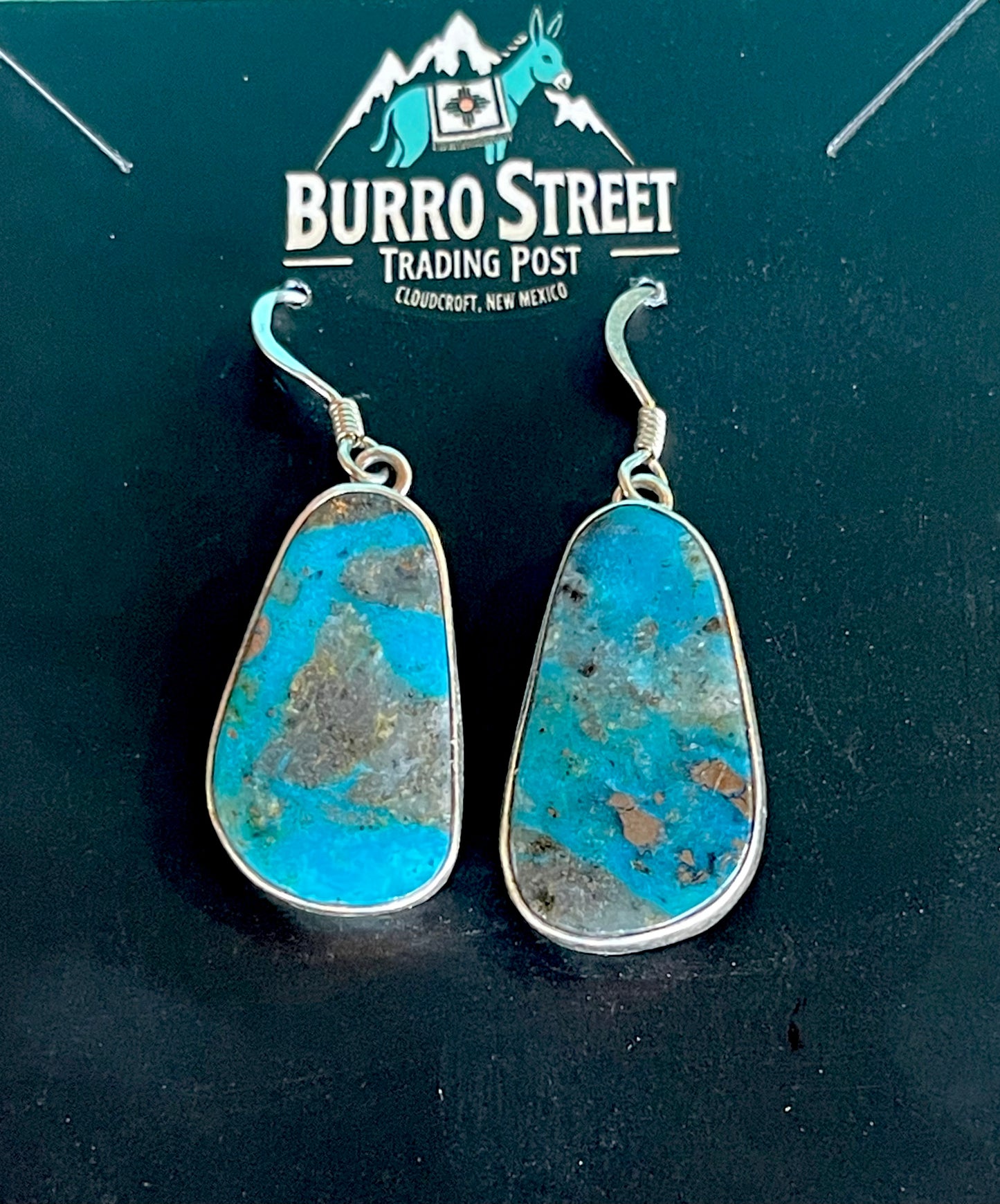 Sterling Silver Santo Domingo Handmade Bisbee Turquoise Earrings