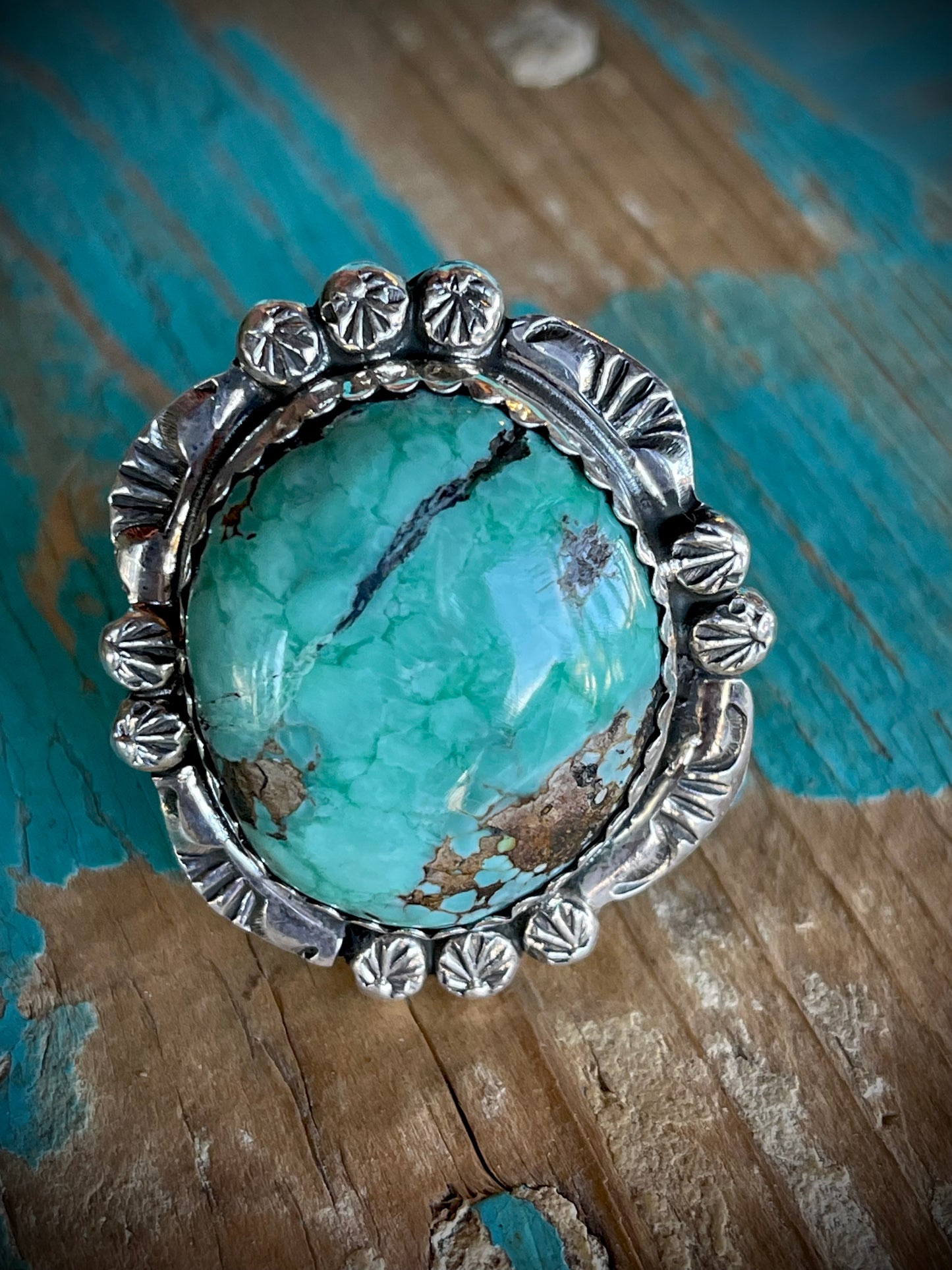 š„CRAIGāS SMOKINā HOT STEALš„Sterling Silver Genizaro Handmade Broken Arrow Turquoise Adjustable Ringš„