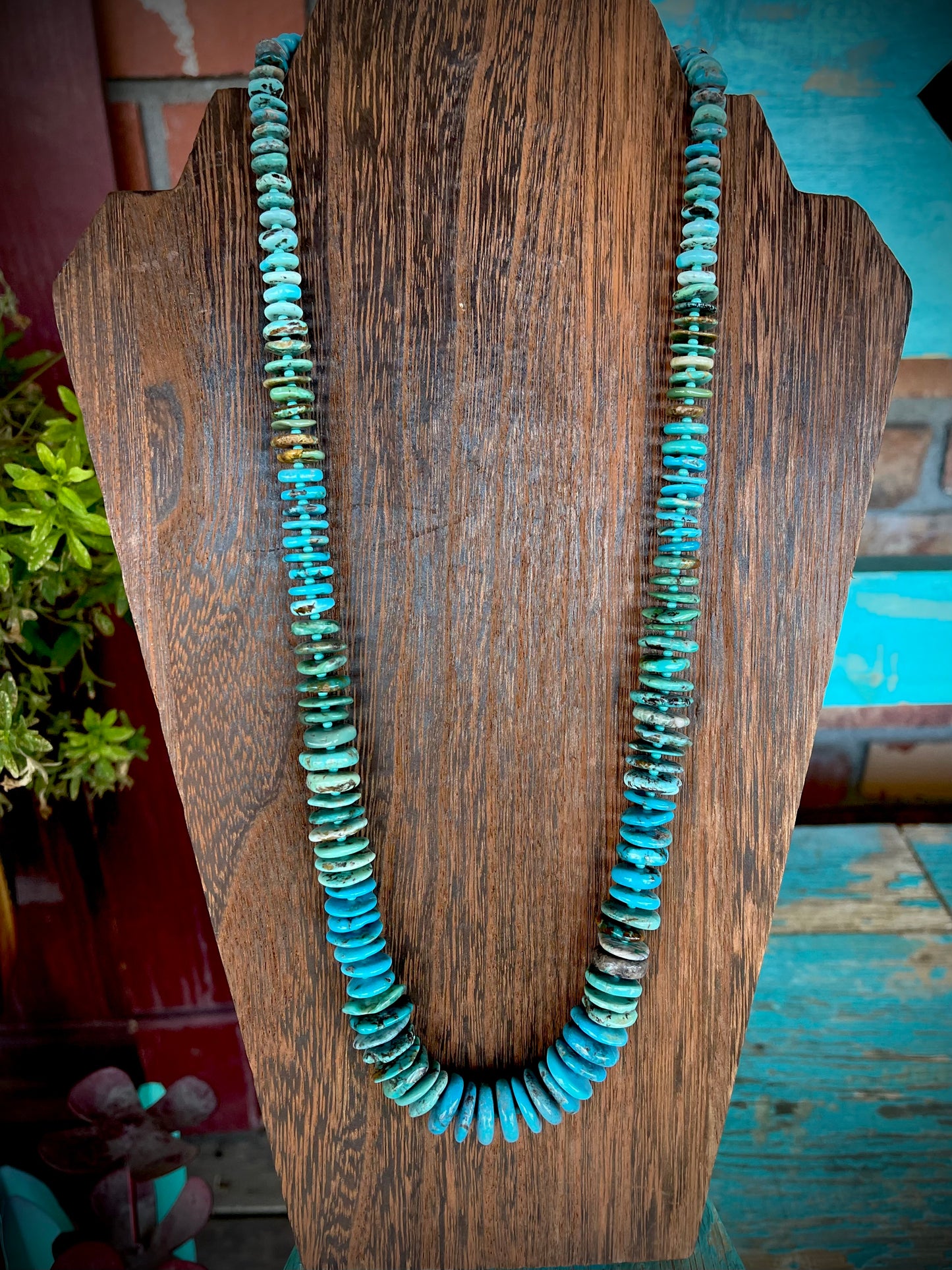 🔥CRAIG’S SMOKIN’ HOT STEAL🔥Sterling Silver Kewa (Santo Domingo) Pueblo Handmade Slabbed Kingman Turquoise 25” Necklace🔥