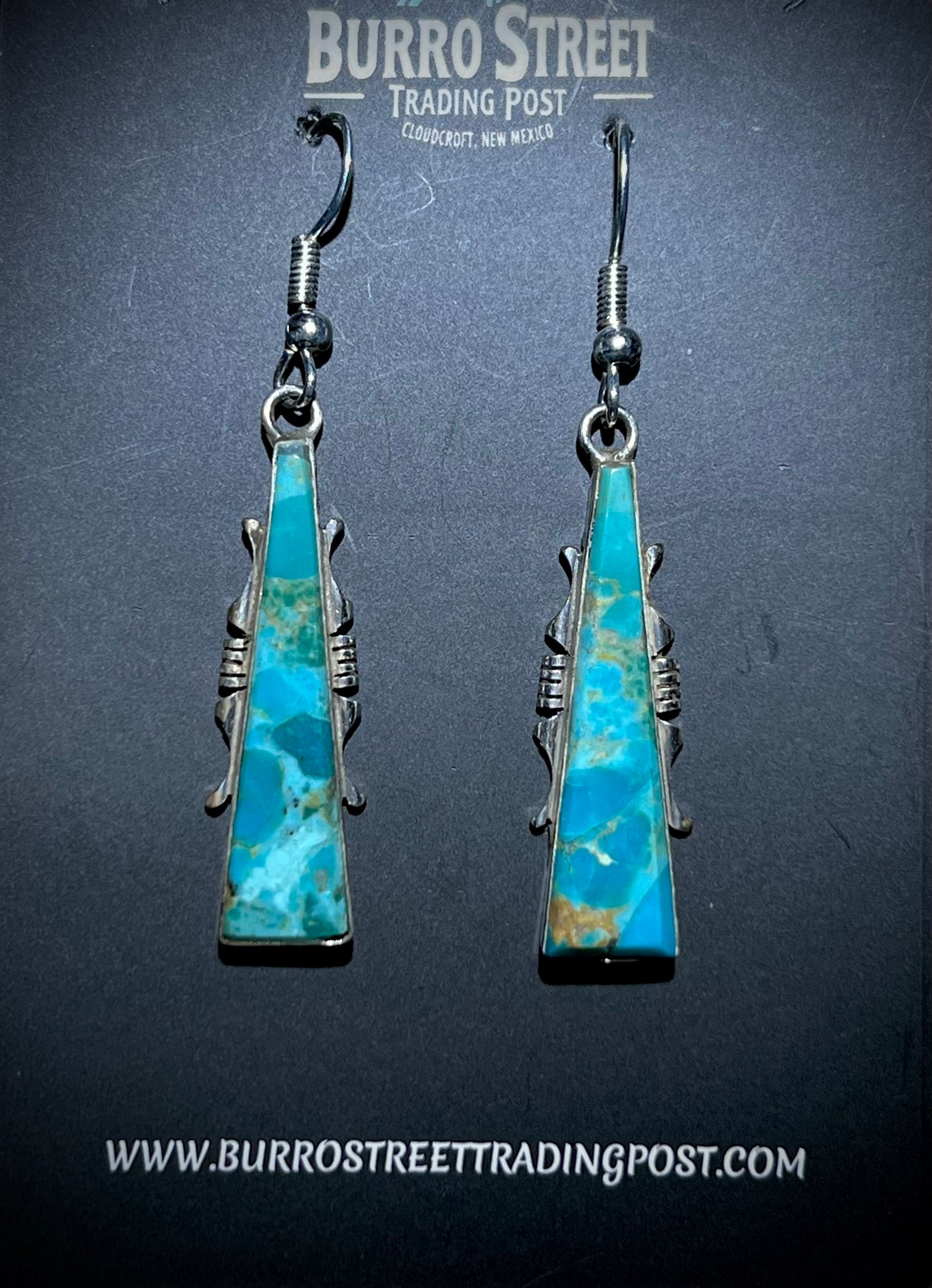 š„CRAIGāS SMOKINā HOT STEALš„Sterling Silver Native American Handmade Royston Turquoise French Hook Earringsš„