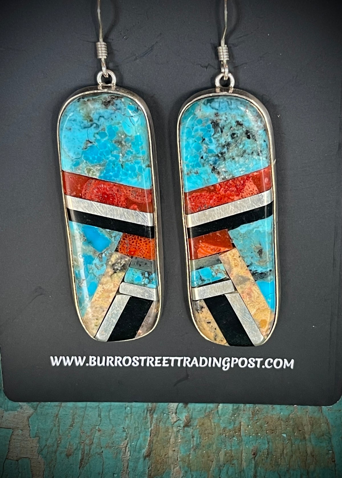🔥CRAIG’S SMOKIN’ HOT STEAL🔥 Sterling Silver Santo Domingo Pueblo Handmade Multi-Stone Inlay Earrings🔥