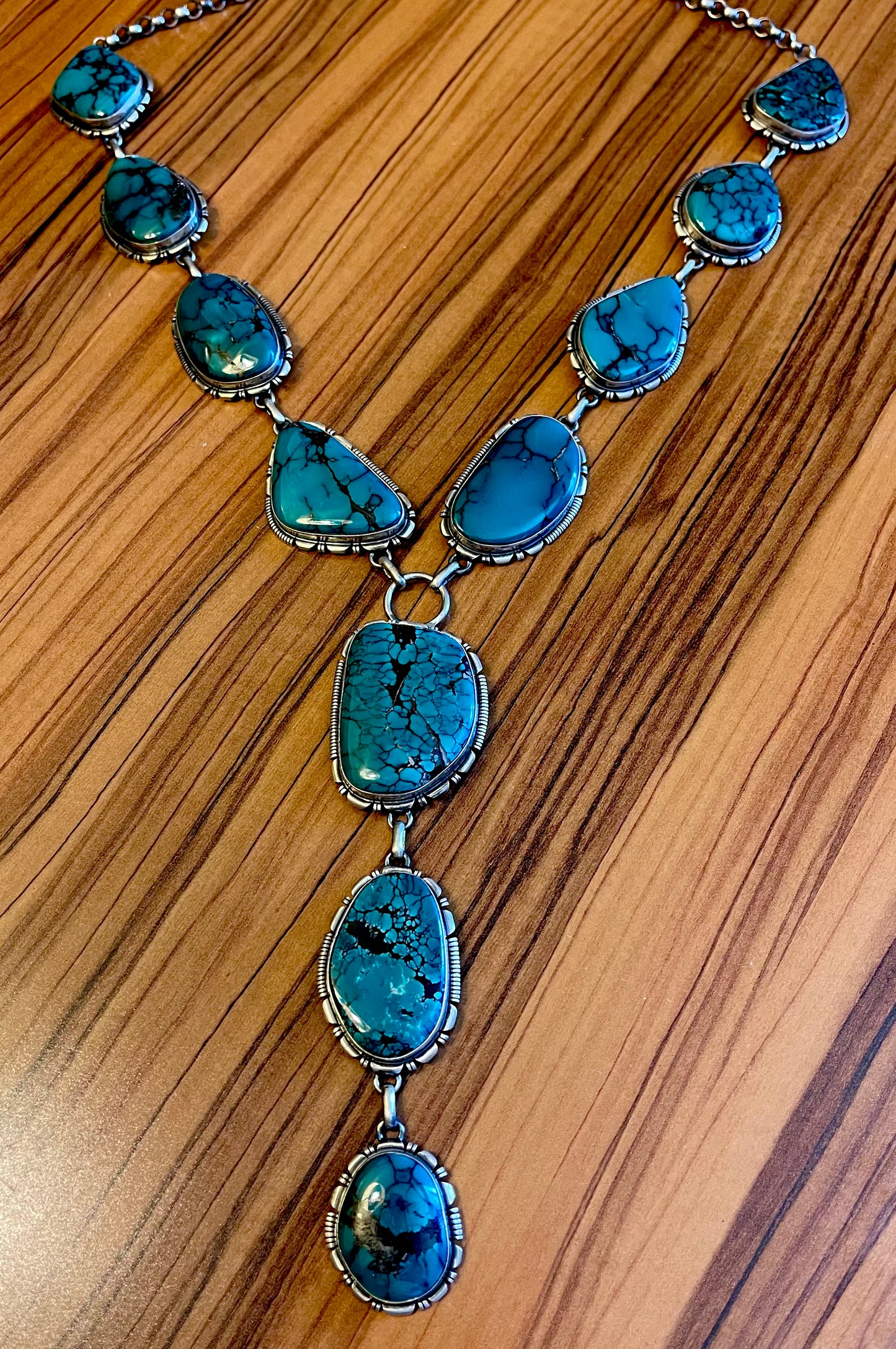 đ„CRAIGS SMOKINâ HOT STEALđ„ Sterling Silver Navajo Handmade Cloud Mountain Turquoise Lariat Necklaceđ„