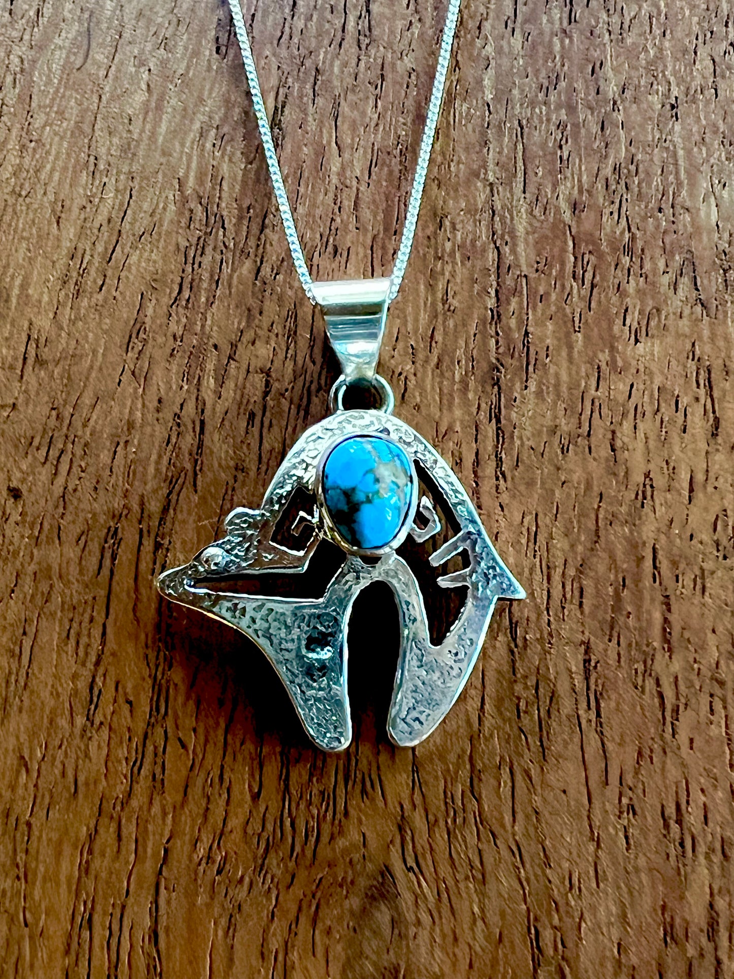 š„CRAIGāS SMOKINā HOT STEALš„Sterling Silver Navajo Handmade Golden Hills Turquoise Bear Pendant w/ 18ā Sterling Chainš„