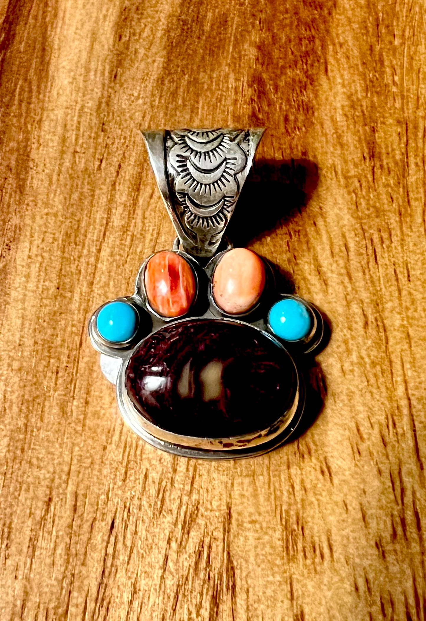 Turquoise, Orange and Purple Spiny Pendant