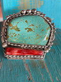 🔥CRAIGS SMOKIN’ HOT STEAL🔥Sterling Silver Navajo Handmade Vintage Royston Turquoise Orange Spiny Oyster Size 10 Ring 🔥