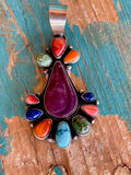 🔥CRAIGS SMOKIN’ HOT STEAL🔥Sterling Silver Navajo Handmade Purple Spiny Oyster Multi-Stone Pendant🔥