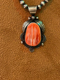 🔥SOLD🔥CRAIGS SMOKIN’ HOT STEAL🔥Sterling Silver Navajo Handmade Orange Spiny Oyster Pendant 🔥(PENDANT ONLY)