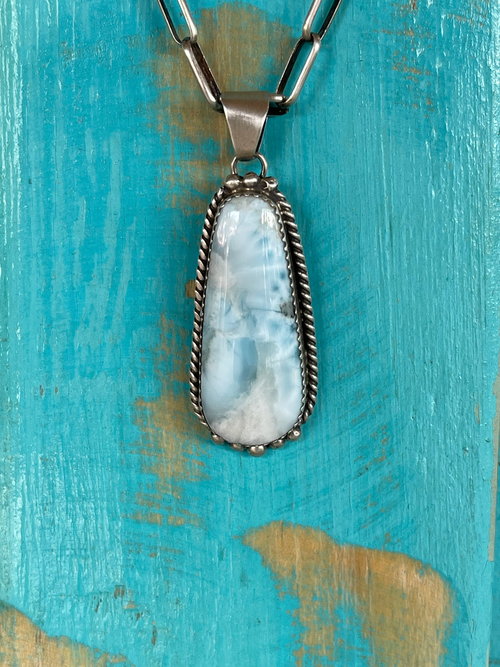 🔥CRAIG’S SMOKIN’ HOT STEAL🔥Sterling Silver Navajo Handmade Larimar Pendant (Pendant only)