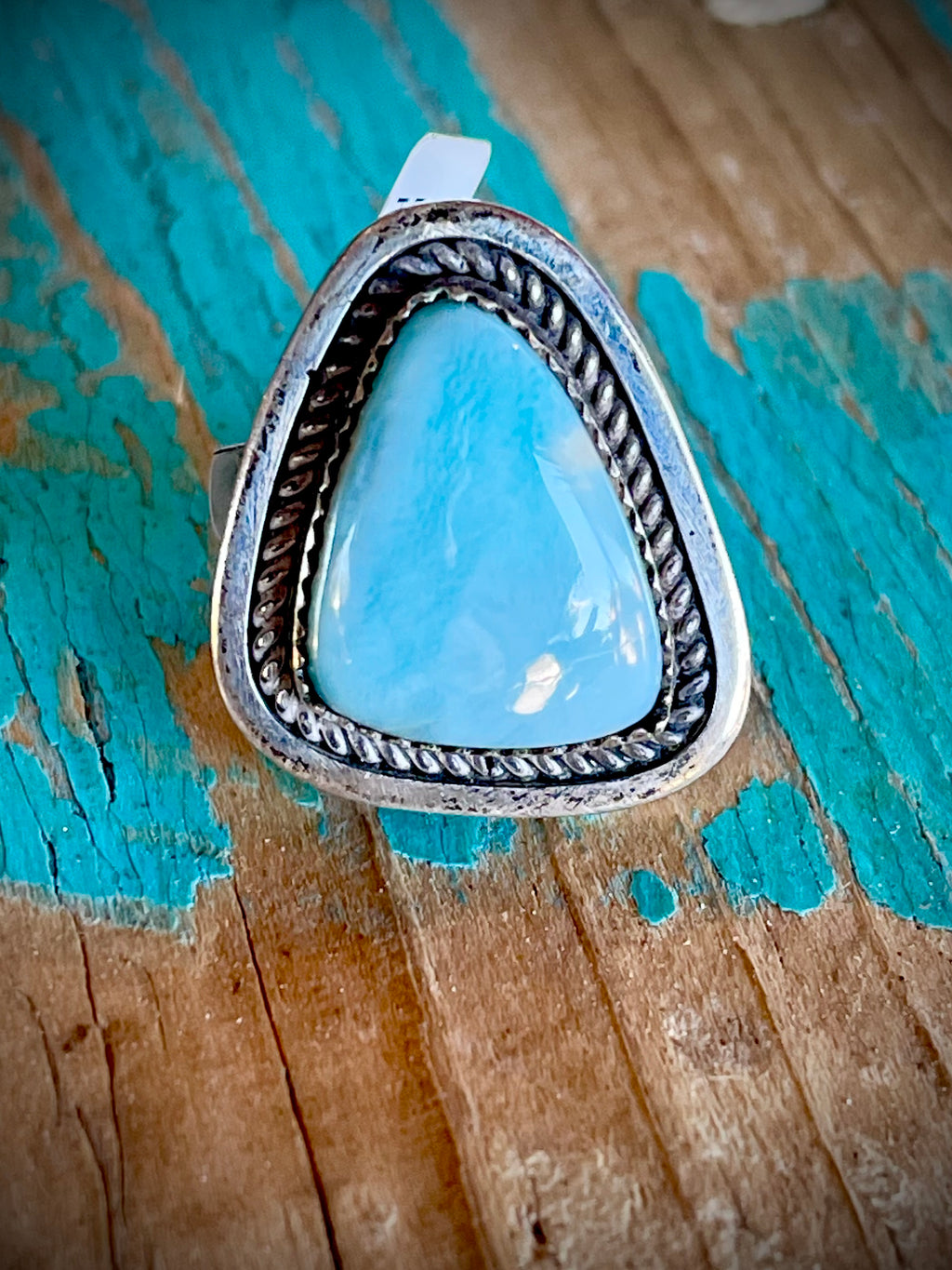 🔥CRAIG’S SMOKIN’ HOT STEAL🔥Sterling Silver Navajo Handmade Larimar Pendant Ring - Sz. 6-1/2🔥