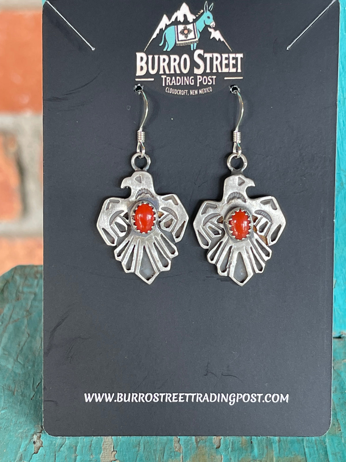 🔥CRAIGS SMOKIN’ HOT STEAL🔥 Sterling Silver Navajo Handmade Red Coral Thunderbird Earrings🔥