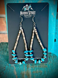 🔥CRAIGS SMOKIN’ HOT STEAL🔥Sterling Silver Navajo Handcrafted Sterling Pearl LoopEarrings w/ Kingman Turquoise and Heishi Beads 🔥