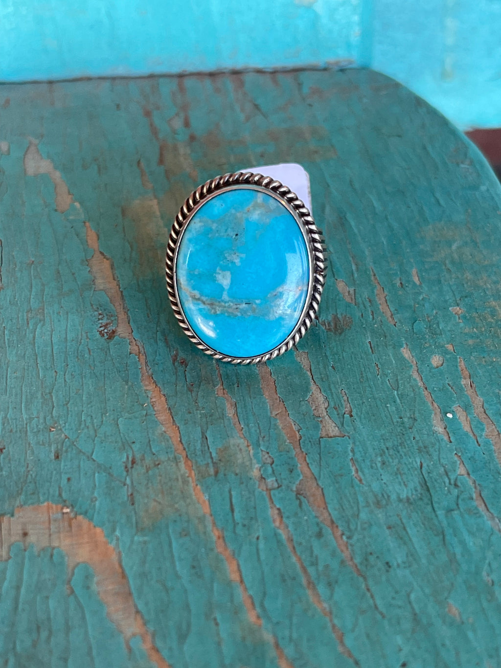 🔥CRAIG’S SMOKIN’ HOT STEAL🔥Sterling Silver Navajo Handmade Kingman Turquoise Ring - Size 8
