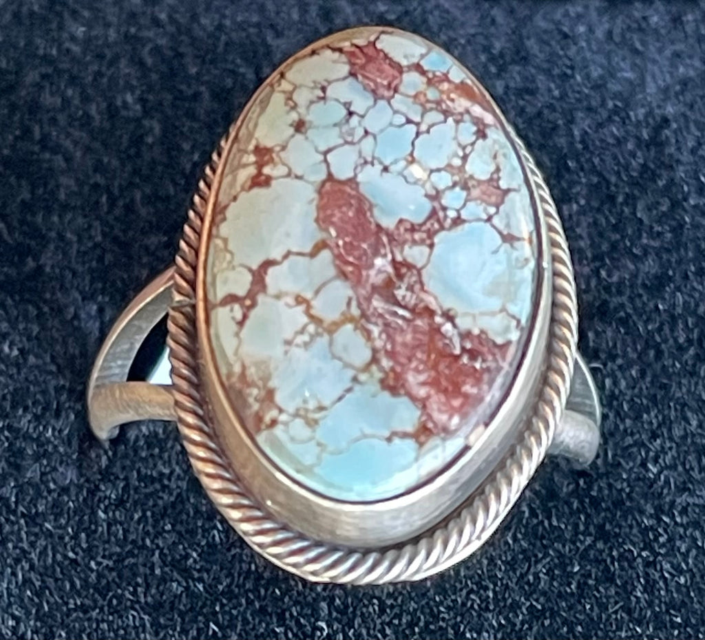 🔥SOLD🔥CRAIGS SMOKIN’ HOT STEAL🔥Sterling Silver Navajo Handmade Golden Hills Turquoise Ring - Size 8 🔥