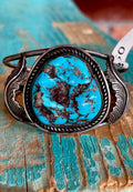 🔥CRAIGS SMOKIN’ HOT STEAL🔥Sterling Silver Vintage Native American Handmade Old Kingman Turquoise Nugget Cuff🔥