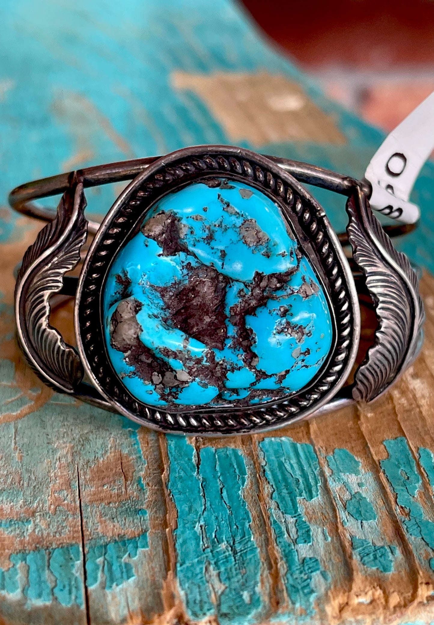 🔥CRAIGS SMOKIN’ HOT STEAL🔥Sterling Silver Vintage Native American Handmade Old Kingman Turquoise Nugget Cuff🔥