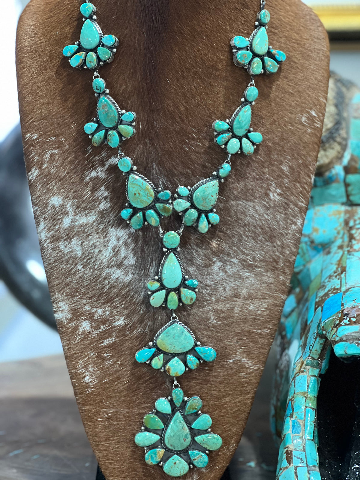 💚🩵MARKET SPECIAL🩵💚!!  Royston Turquoise WOWZA Cluster Necklace/Earrings!!$5,000 ↔️ ($7,000 off the retail price $12,000)😳🤩🤯
