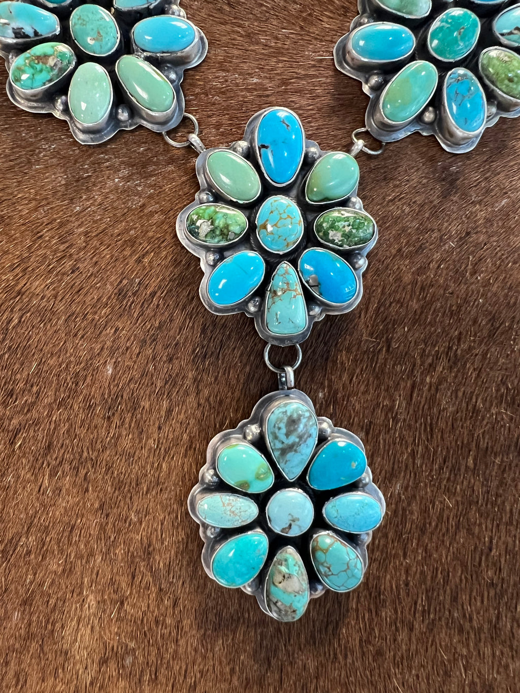 WOWZA Mixed Turquoise Cluster Lariat Necklace and Earring Set!
