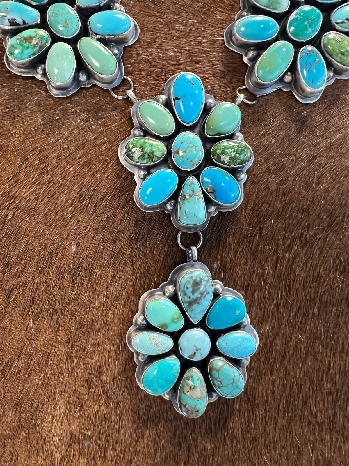 WOWZA Mixed Turquoise Cluster Lariat Necklace and Earring Set!