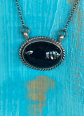 🔥CRAIGS SMOKIN’ HOT STEAL🔥Sterling Silver Navajo Handmade 17” Black Onyx Necklace🔥