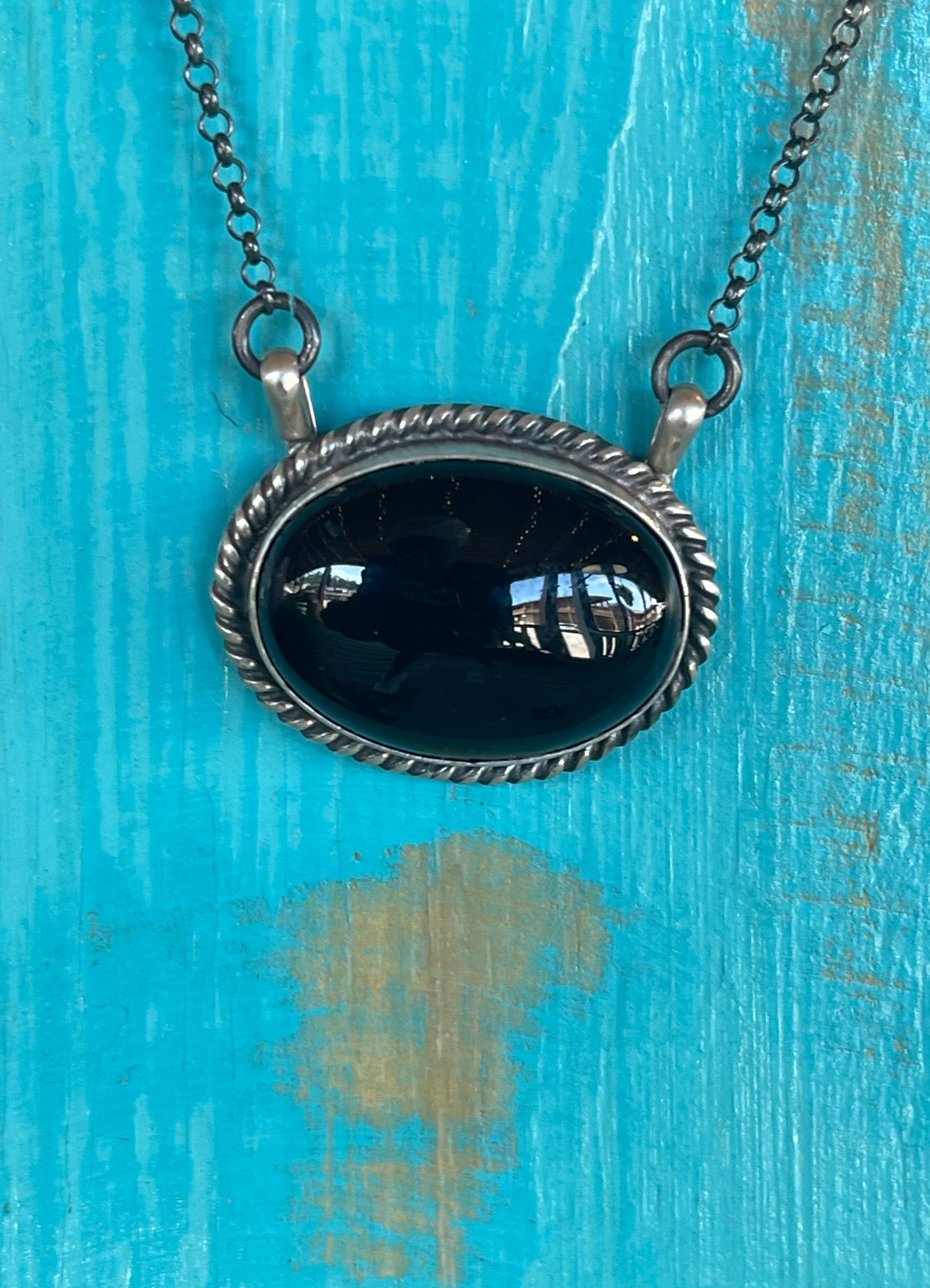 🔥CRAIGS SMOKIN’ HOT STEAL🔥Sterling Silver Navajo Handmade 17” Black Onyx Necklace🔥