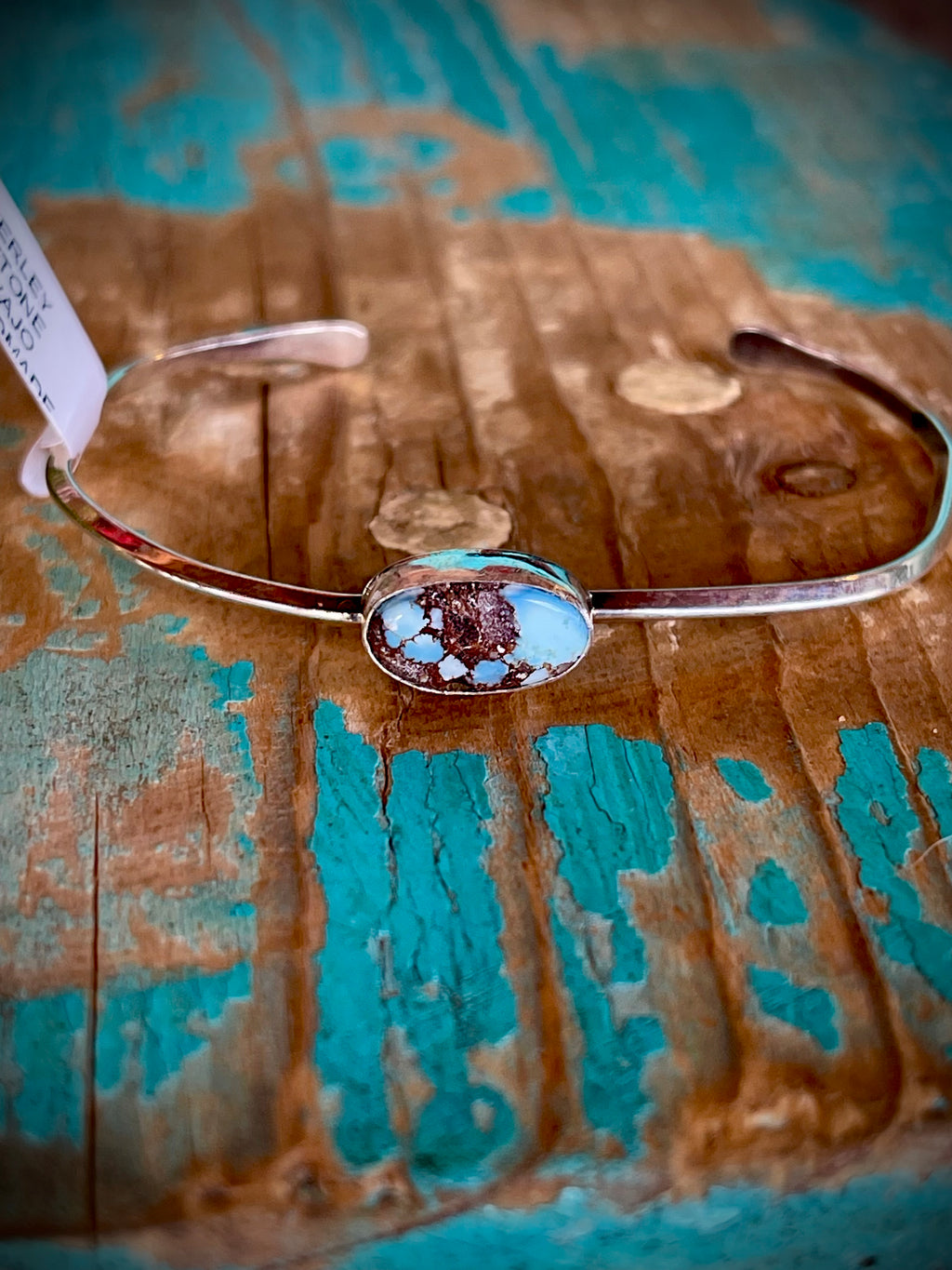 🔥CRAIGS SMOKIN’ HOT STEAL🔥 Sterling Silver Navajo Handmade Golden Hills Turquoise Cuff🔥