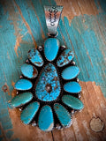 🔥CRAIG’S SMOKIN’ HOT STEAL🔥Sterling Silver Navajo Handmade Kingman Turquoise Adjustable Cluster Pendant (pendant only)🔥