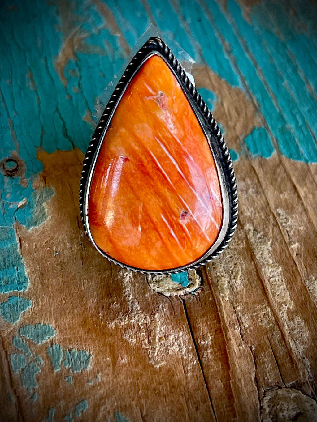 🔥CRAIG’S SMOKIN’ HOT STEAL🔥Sterling Silver Navajo Handmade Orange Spiny Oyster Adjustable Ring🔥