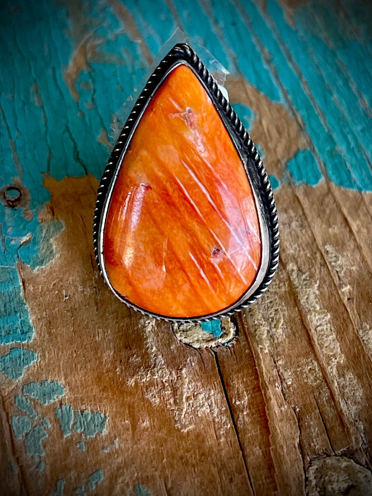 🔥CRAIG’S SMOKIN’ HOT STEAL🔥Sterling Silver Navajo Handmade Orange Spiny Oyster Adjustable Ring🔥