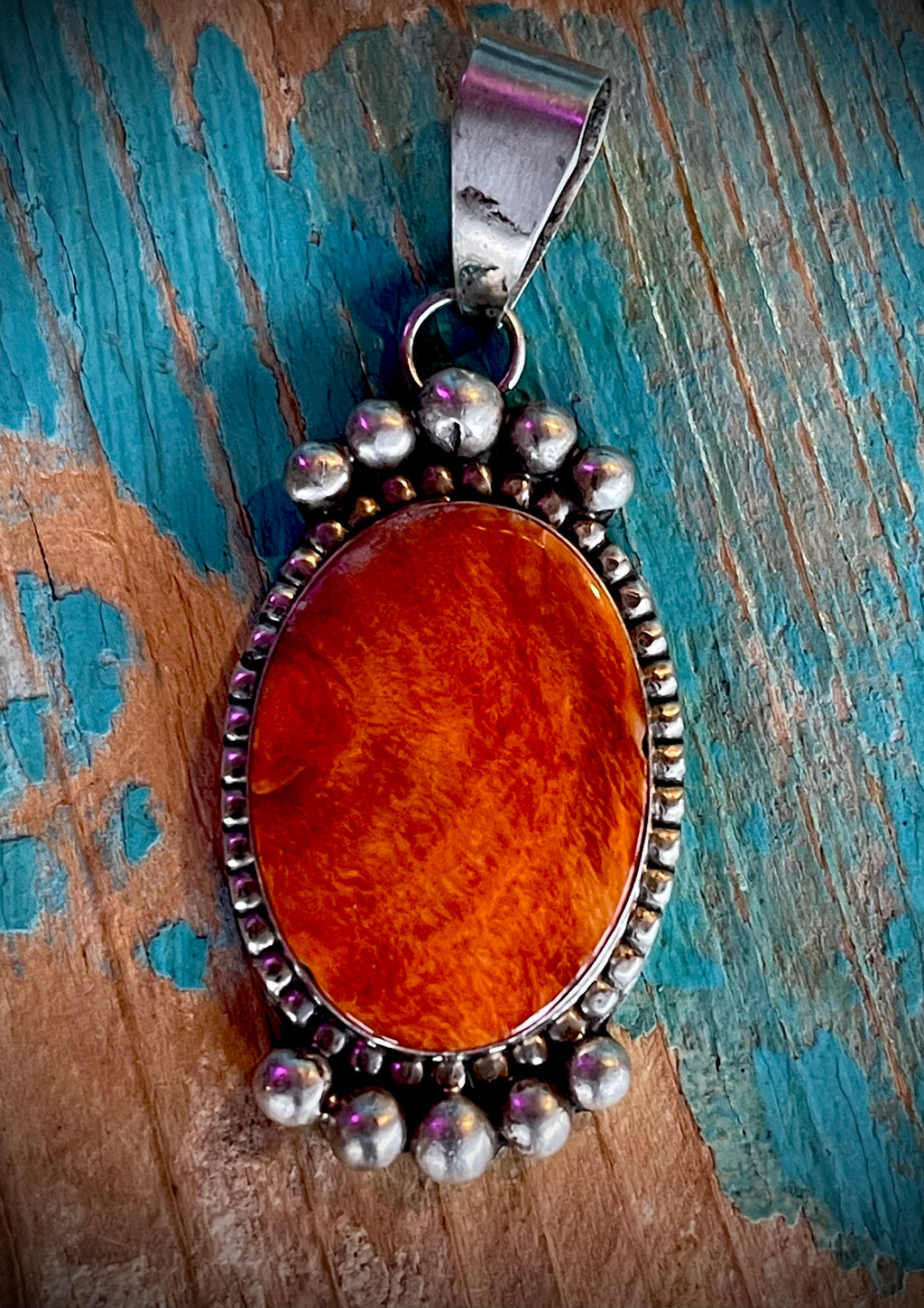 🔥CRAIGS SMOKIN’ HOT STEAL🔥Sterling Silver Navajo Handmade Orange Spiny Oyster Pendant 🔥(PENDANT ONLY)