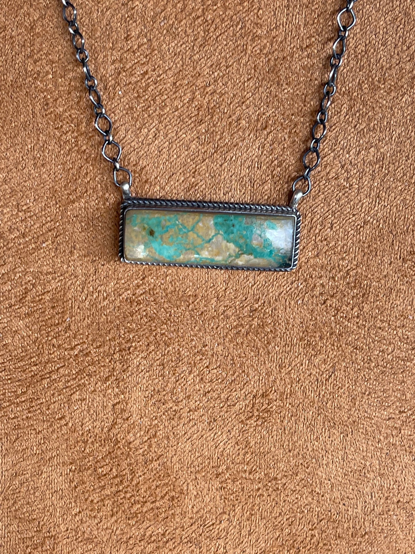 🔥SOLD in the 1st Hour🔥CRAIGS SMOKIN’ HOT STEAL🔥Sterling Silver Navajo Handmade Kingman Turquoise Bar Necklace 🔥