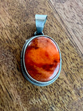 🔥CRAIG’S SMOKIN’ HOT STEAL🔥Sterling Silver Navajo Handmade Orange SpinyOyster Pendant - (Pendant only)