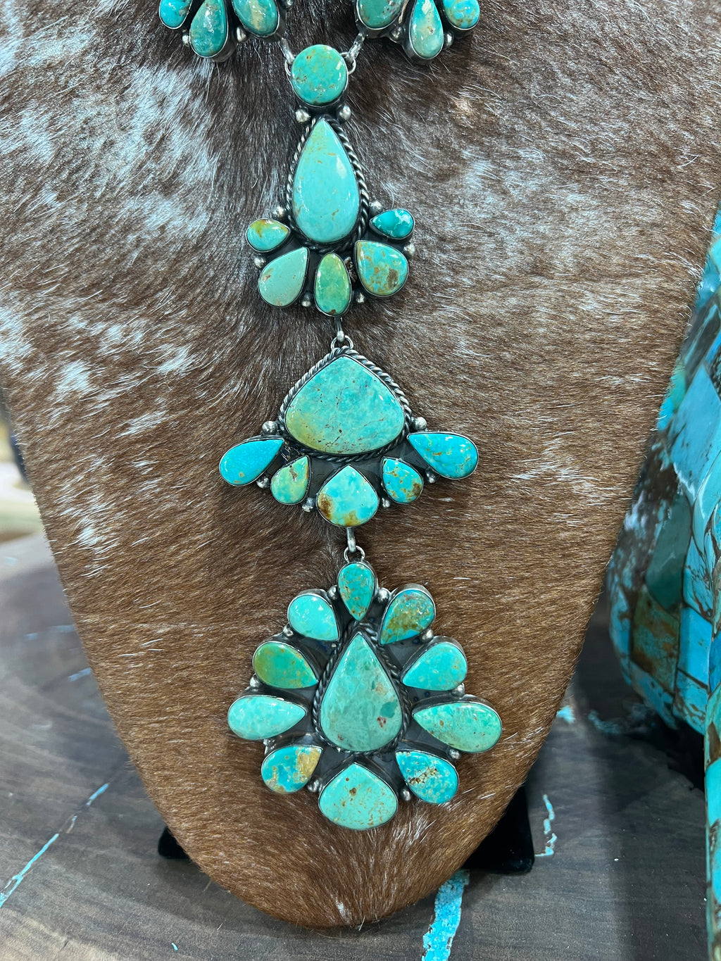 💚🩵MARKET SPECIAL🩵💚!!  Royston Turquoise WOWZA Cluster Necklace/Earrings!!$5,000 ↔️ ($7,000 off the retail price $12,000)😳🤩🤯