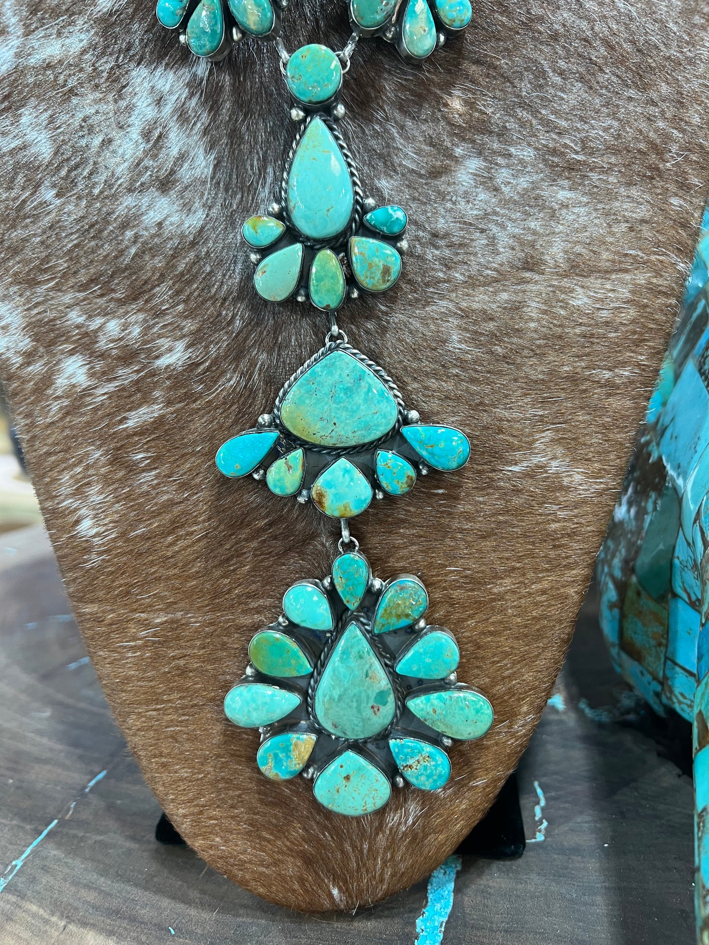 💚🩵MARKET SPECIAL🩵💚!!  Royston Turquoise WOWZA Cluster Necklace/Earrings!!$5,000 ↔️ ($7,000 off the retail price $12,000)😳🤩🤯