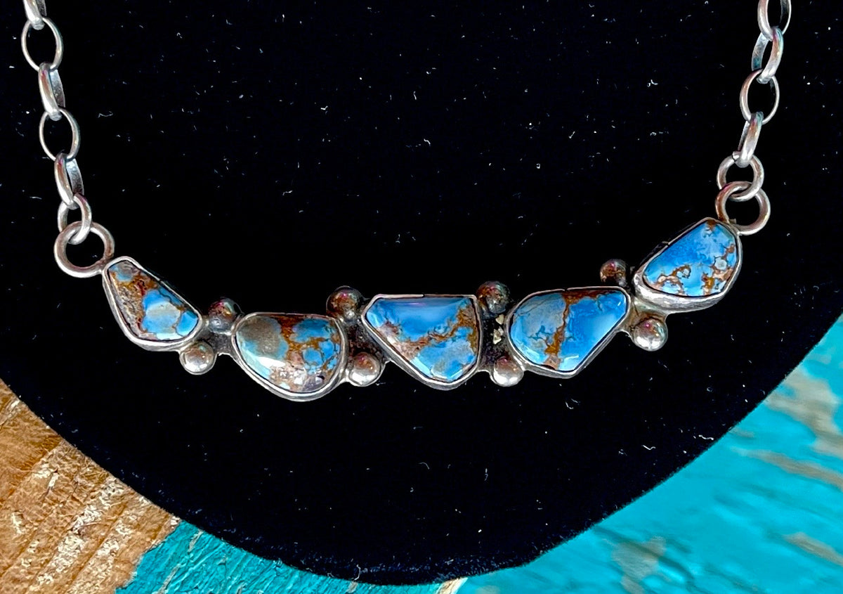 🔥CRAIGS SMOKIN’ HOT STEAL🔥Sterling Silver Zuni Handmade Golden Hills 19” Long Necklace🔥