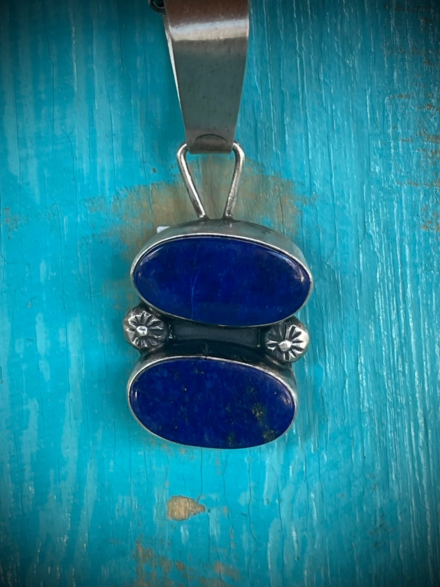 🔥CRAIGS SMOKIN’ HOT STEAL🔥Sterling Silver Navajo Handmade 2-Stone Lapis Pendant🔥 (Pendant Only)