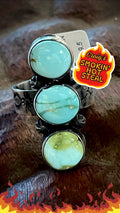 🔥CRAIGS SMOKIN’ HOT STEAL🔥 Sterling Silver Navajo Handmade 3-Stone Sonoran Gold Ring - Sz. 9.5🔥