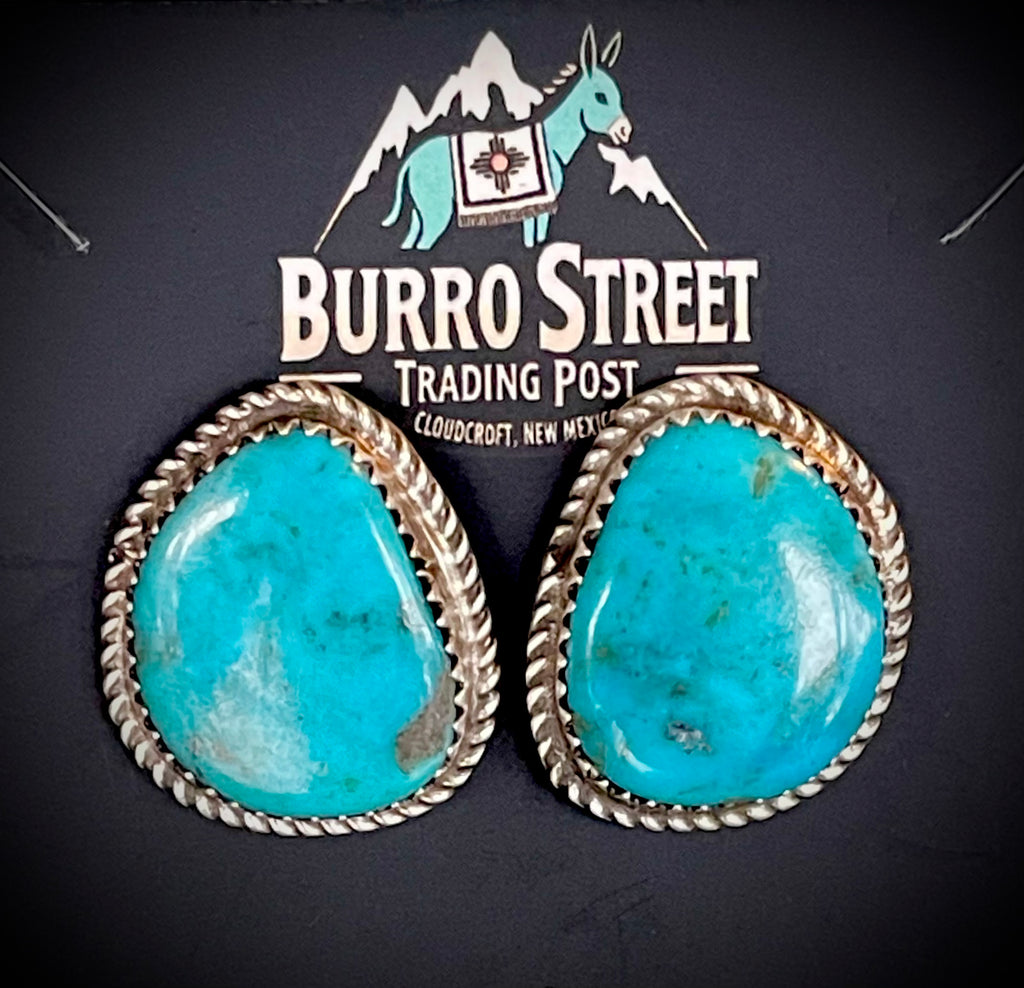 🔥CRAIGS SMOKIN’ HOT STEAL🔥 Sterling Silver Navajo Handmade Kingman Turquoise Stud Earrings🔥