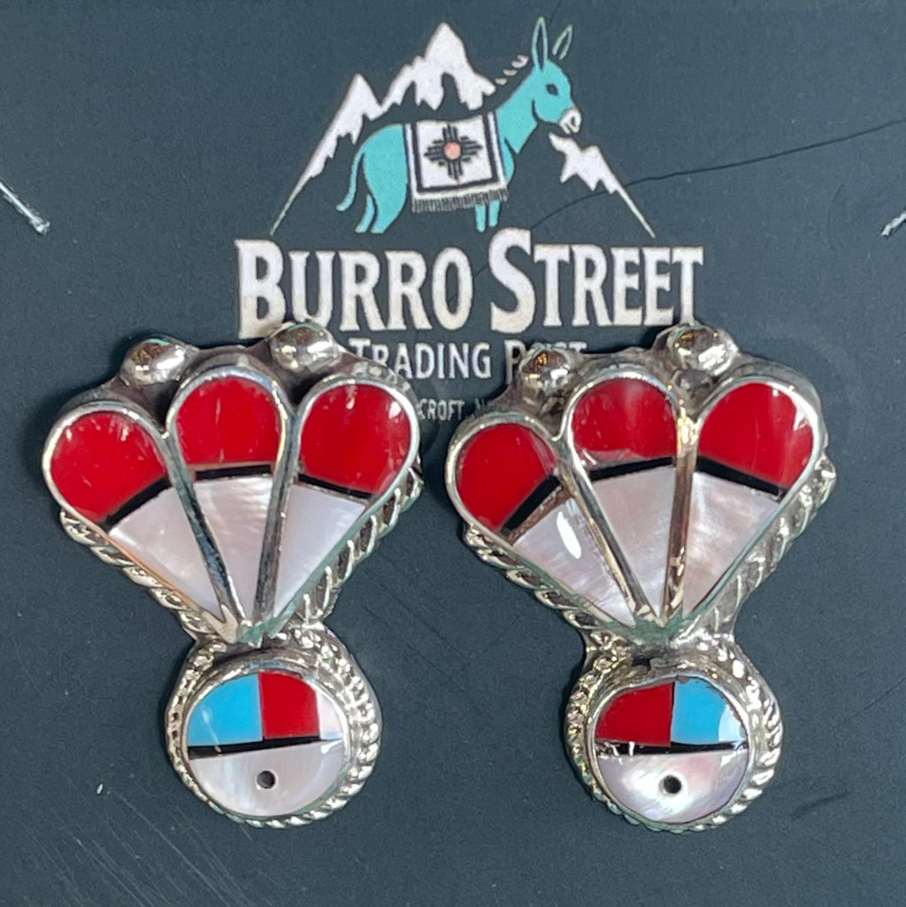 🔥CRAIGS SMOKIN’ HOT STEAL🔥Sterling Silver Zuni Handmade Multi-Stone Sun Face Earrings🔥