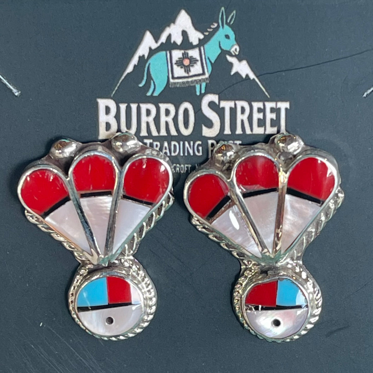 🔥CRAIGS SMOKIN’ HOT STEAL🔥Sterling Silver Zuni Handmade Multi-Stone Sun Face Earrings🔥