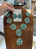 WOWZA Mixed Turquoise Cluster Lariat Necklace and Earring Set!