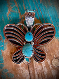 🔥CRAIG’S SMOKIN’ HOT STEAL🔥Sterling Silver Native American Handmade New Mexico Santa Rita Turquoise Butterfly Pendant🔥