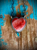 🔥CRAIG’S SMOKIN’ HOT STEAL🔥Sterling Silver Navajo Handmade Orange/Red Spiny Oyster 18” Heart Necklace🔥