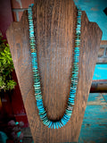 🔥CRAIG’S SMOKIN’ HOT STEAL🔥Sterling Silver Kewa (Santo Domingo) Pueblo Handmade Slabbed Kingman Turquoise 25” Necklace🔥