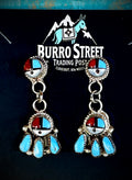 🔥CRAIG’S SMOKIN’ HOT STEAL🔥Sterling Silver Zuni Handmade Multi-Stone Sun Face Post Dangle Earrings🔥