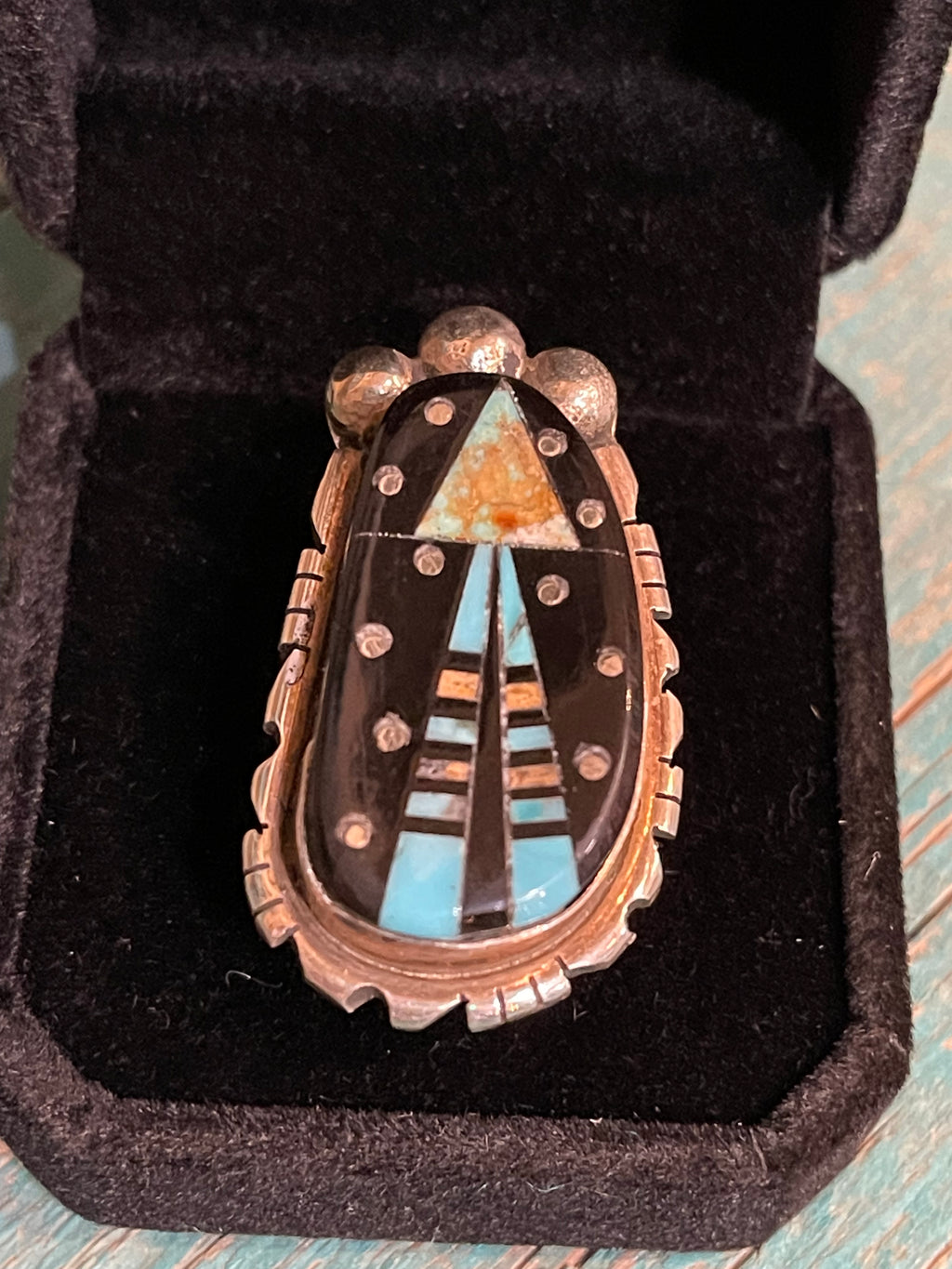 🔥 CRAIG’S SMOKIN’ HOT STEAL 🔥 STERLING SILVER HANDMADE MULTI-STONE RAY JACK RING SIZE-7🔥