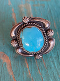 🔥CRAIG’S SMOKIN’ HOT STEAL🔥Sterling Silver Navajo Handmade Kingman Turquoise Ring - Size 8.5