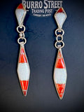 🔥CRAIGS SMOKIN’ HOT STEAL🔥 Sterling Silver Zuni Handmade Orange Spiny Oyster and White Opal Inlay Post Earrings🔥