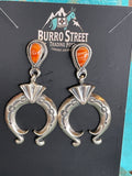 🔥CRAIGS SMOKIN’ HOT STEAL🔥 Sterling Silver Navajo Handmade Orange Spiny Oyster Naja Post Earrings🔥