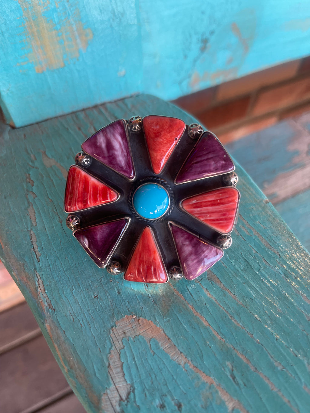 🔥CRAIGS SMOKIN’ HOT STEAL🔥Sterling Silver Navajo Handmade Orange Spiny Oyster Sleeping Beauty Size 8 Ring 🔥