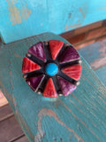 🔥CRAIGS SMOKIN’ HOT STEAL🔥Sterling Silver Navajo Handmade Orange Spiny Oyster Sleeping Beauty Size 8 Ring 🔥